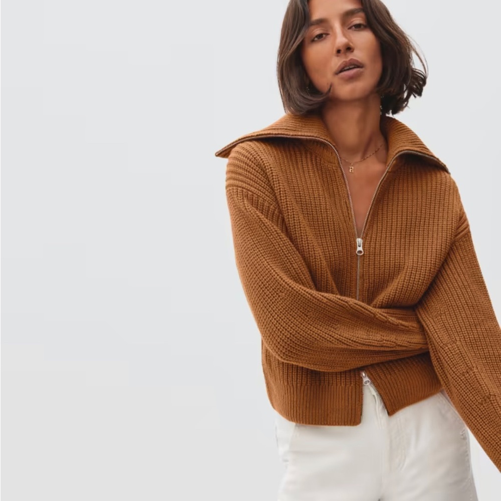 Everlane The Chunky Cardigan Toasted Almond Small
